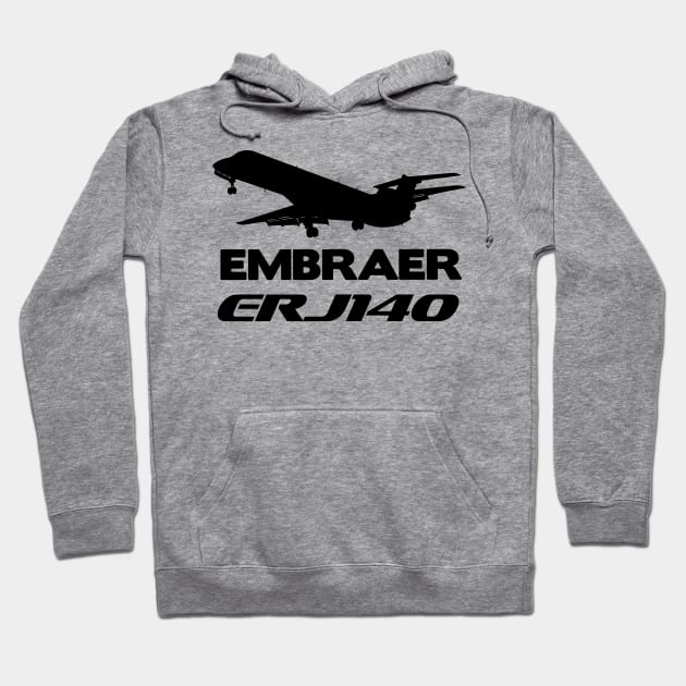 Embraer ERJ140 Silhouette Print (Black) Hoodie by TheArtofFlying